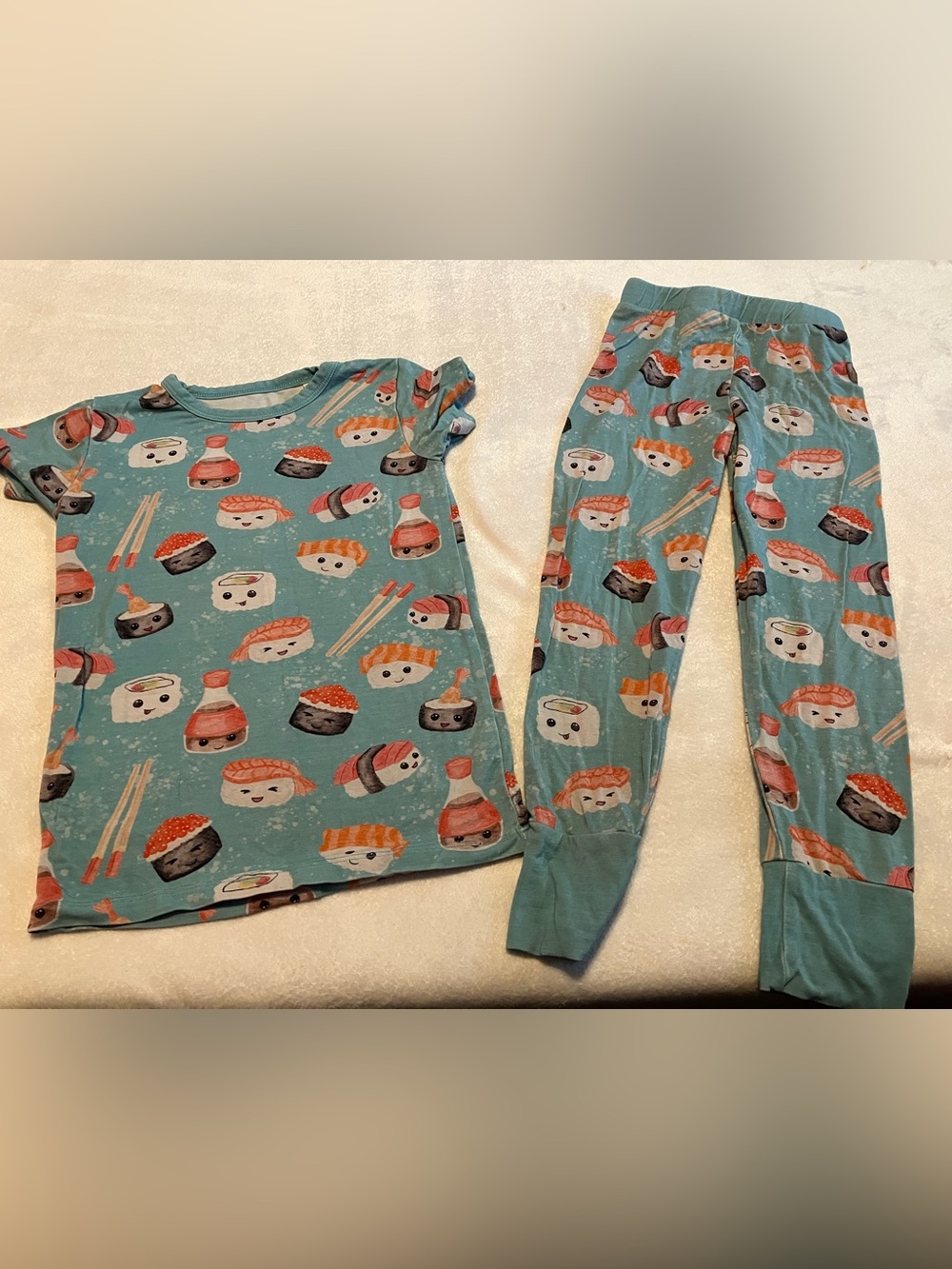 Kids Bamboo Sushi Print Pajama Set - Blue